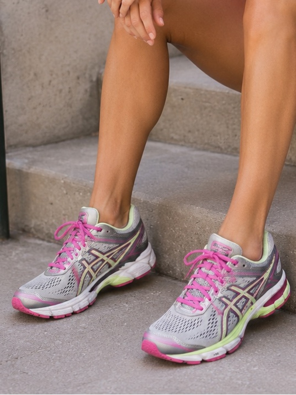 Asics Women's Gray Pink Athletic Running Shoes